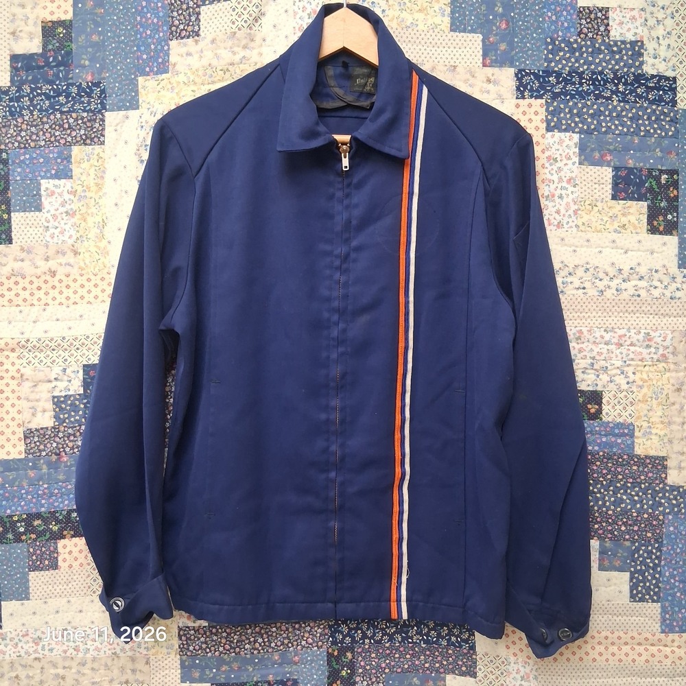 True Vtg 60s Unitog Mechanics Jacket 38 Long Navy Hamm's Beer Patch Talon Zipper